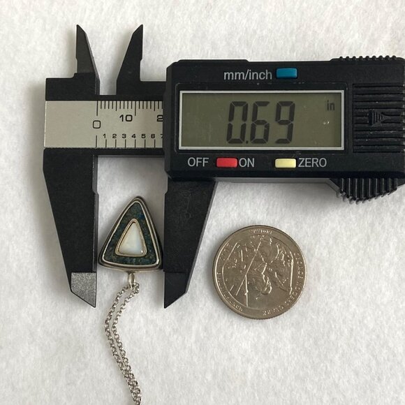 Sterling Silver 925 Relios Carolyn Pollack Green Stone MOP Pendant Necklace 18" - Picture 15 of 16